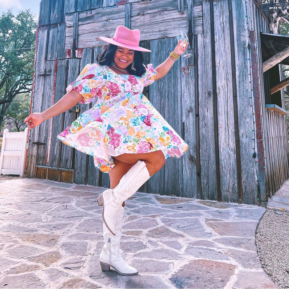 BUDDYLOVE FLORAL PUFF SLEEVE DRESS